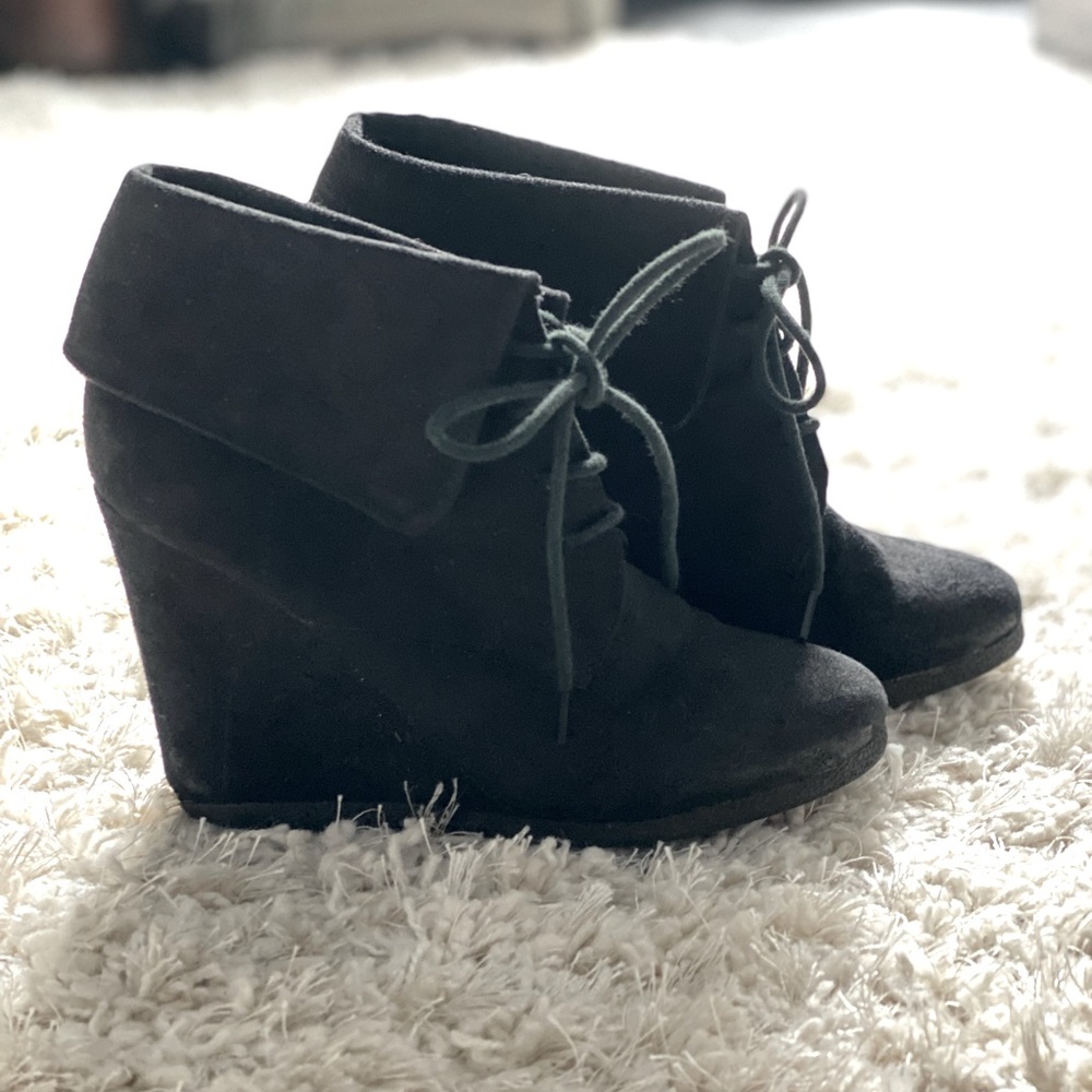 Black wedge booties